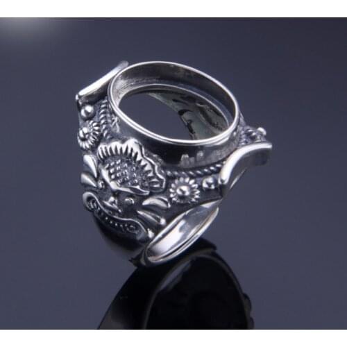 12*16mm 925 STERLING SILVER mens Semi Mount Bases Blanks base blank Pad VINTAGE rings ring Setting set jewelry gift diy A2078