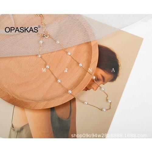 Pearl Necklace Dainty Adjustable Pearl Tiny Chain Necklace Delicate Mothers Valentine Jewelry for Women Girls Exquisite Choker