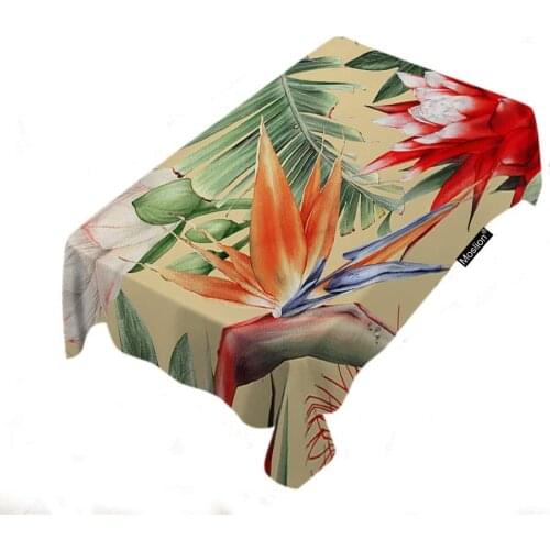 Flower Tropical Leaves Nature Spring Botanical Strelitzia Rectangle Tablecloth