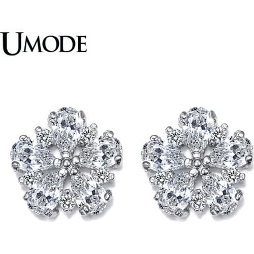 UMODE Brand Earings Hot Selling AAA Cubic Zirconia Flower Shaped Stud Earrings For Women Fashion Jewelry AUE0028