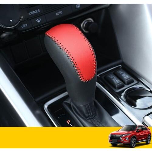 Universal Manual Leather Shifter Shift Knob Cover Stitch Shifter Lever car styling For Mitsubishi ECLIPSE CROSS 2018 2019