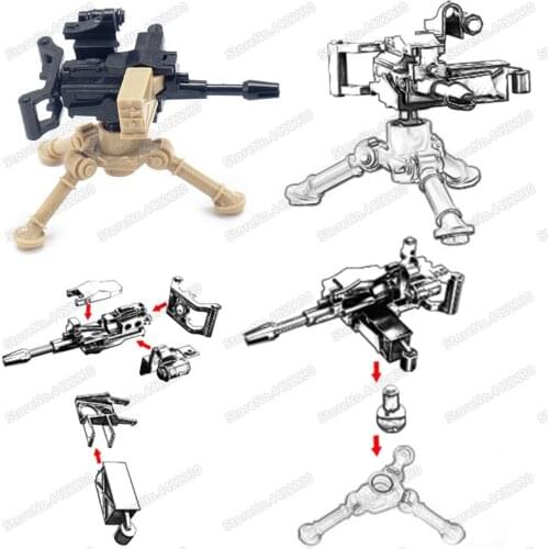 Military Mk19 Heavy Artillery Gun Building Block Diy WW2 Soldier Figures Weapons Equipment Assemble Moc Child Gift Model Boy Toy