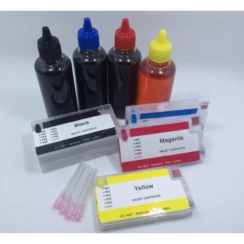 YOTAT 400ml Dye ink + (ARC chip) 953XL Refillable ink cartridge for HP953 for HP OfficeJet Pro 8702 8710 8720 8730 8728 8715