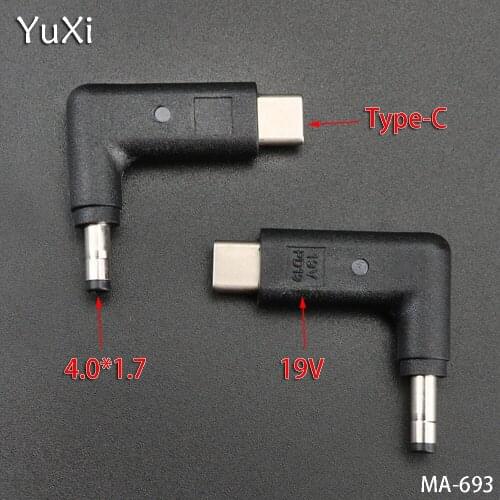 YuXi 1pcs/lot Type-C male to 4.0*1.7mm male Plug jack Charging Laptop Phone Adapter DC Power Connector 19V With lamp replace