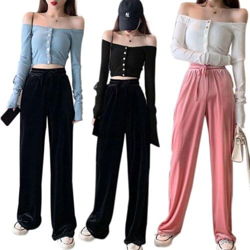 Kayotuas Women T-Shirt Off-the-Shoulder Fashion 3 Colors Hot Sale Slim Fit Long Sleeve Basic Button Short Streetwear Tops