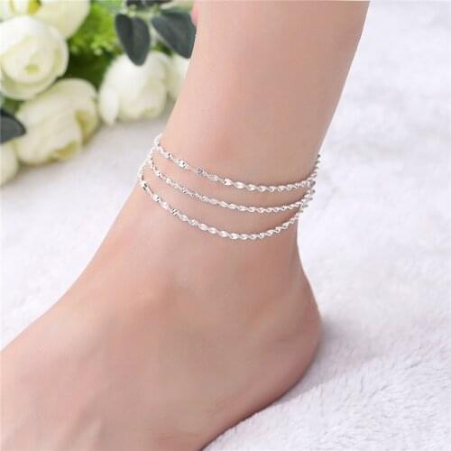 Romantic Multilayer Twisted Chain 925 Sterling Silver Bracelets & Bangles Adjustable Women Charm Anklets Jewelry Gifts CB179