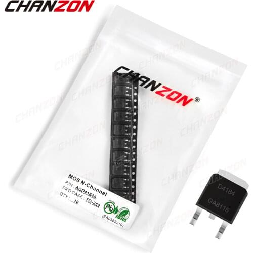 10pcs AOD4184A TO-252 N-Channel SMD Mosfet Bipolar Junction Transistor BJT SIC Mos Fets Triode Tube 50A Integrated Circuits