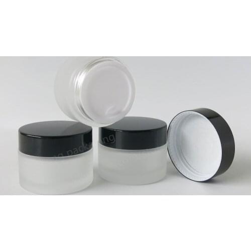12 x 30g Glass Cream Jar Bottle Black Cap Sample Vial 1oz Empty Cosmetic Container Small Refillable Portable Packaging