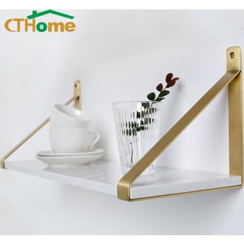 2pcs Floating Shelf Support Wall Mounted Metal Triangle Bracket Nordic Style Golden Black Wall Decoration Fixed Support Frame