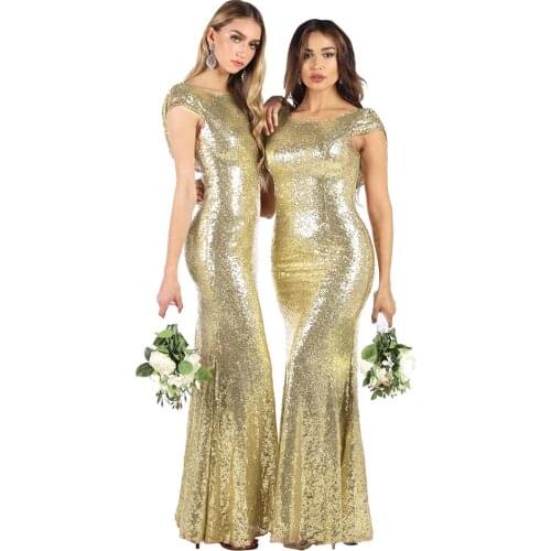 2020 Sexy Color Long Dress Women Open Back Charm Temperament Elegant Trendy High Grade Shiny Gold Bridesmaid Party Club Dress