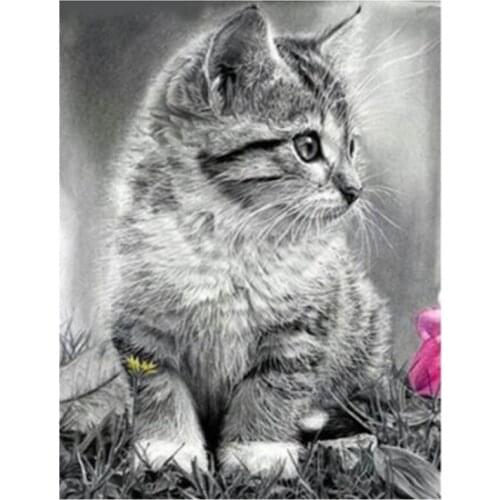 2021 5D DIY Full Square/Circle Embroidery Cute Cat 3D Diamond Painting Cross Stitch Mosaic Picture Wall Decoration FC616