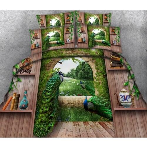 3D Bedding Set beautiful peacock Quilt Cover Set King Queen Twin Size Home Textiles Drop Ship tete de lit bed cover bed sheet