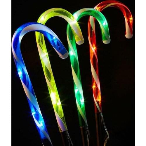 4pcs Waterproof Christmas Lighting Solar Powered Candy Cane Lights LED Outdoor Garden Pathway Decoration Lamp