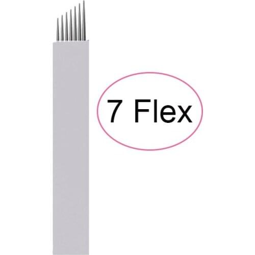 500 Pcs 7 Flex Lamina Agulhas Tebori Microblading Needles Pins Tattoo Needle Blade for Manual Eyebrow Pen Pernement Makeup
