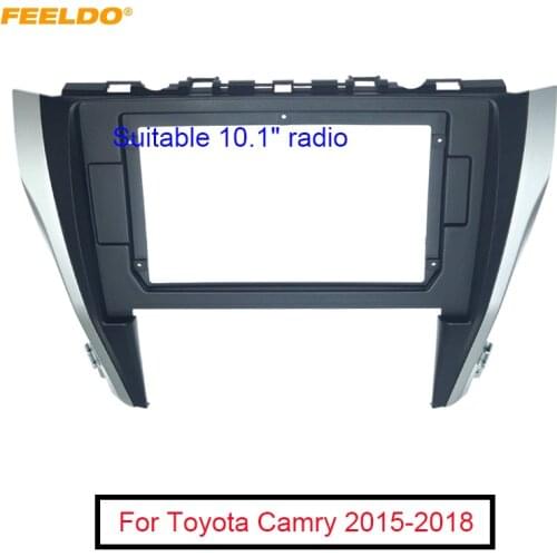 FEELDO Car CD/DVD Player Stereo 2Din Fascia Frame for Toyota Camry 2015 10.1" Big Screen Audio Face Dash Mount Trim Kit