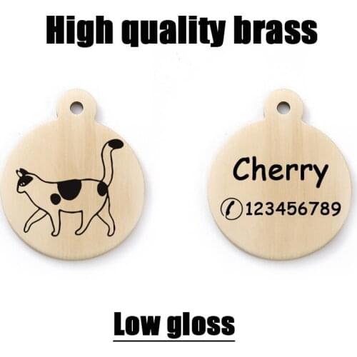 Cat Dog Tag Dog Collar Accessories Pets ID Tags Supplies Ustom Pattern High Quality Brass Dog Tags Anti-lost Plate Personalized