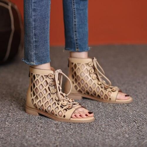 Sandals Martin boots womens shoes new fashion summer open toe leather fashion hollow fish mouth cool womens shoes x756