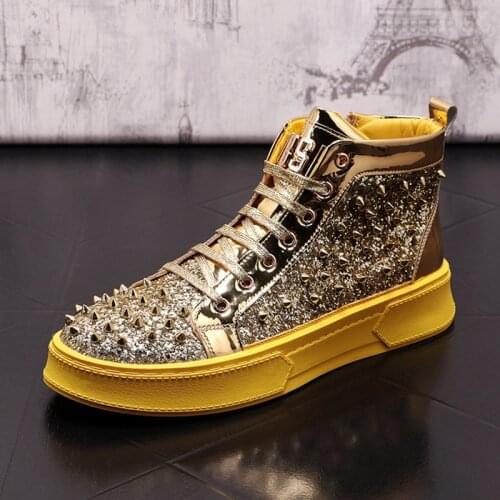 Stephoes Men Fashion Casual Ankle Boots Spring Autumn Punk Style Rivets Youth Trending Thick Bottom Leisure Green Sneakers