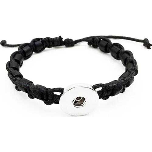 Wood Black 18mm Snap Button Jewelry Fashion Charm Bracelet BY391