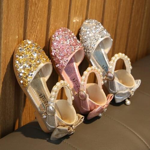 Baby Girl Shoes Princess Fashion Sequins Low Heel Summer Girls Sandals Cute Bowknot Kids Girls Party Shoes Size 26-35 Smg077
