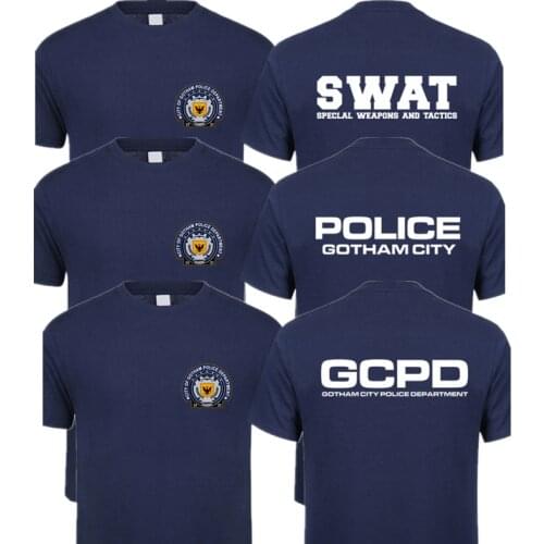 Gotham City Police T Shirt Short Sleeve GCPD SWAT Gotham T-shirt Man QR-034