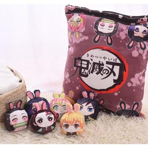 Japan Anime Demon Slayer: Kimetsu no Yaiba Tanjirou Kamado Nezuko Agatsuma Zenitsu Cosplay Doll Plush Cushion Throw Pillow Gifts