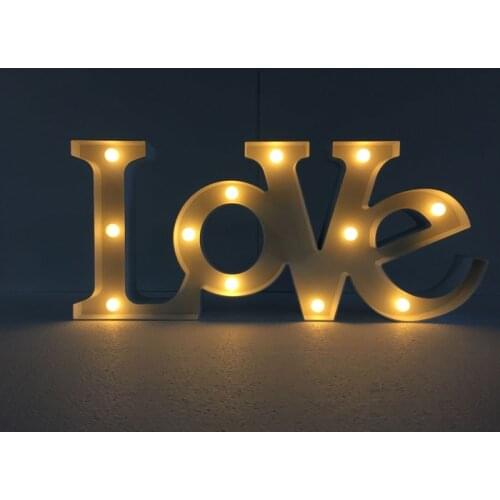 Customized 12"wide White red plastic"love" LED 3D letters illuminated Advertising open sign for wedding props ,Bulb light letter
