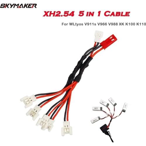 Lipo Battery Cable XH2.54 5 in 1 Connector wire for WLtyos V911s V966 V988 XK K100 K110 Battery Accessories Lipo Charger Parts