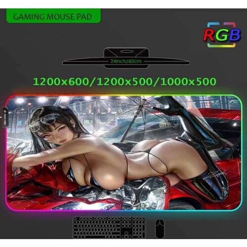 Anime Mouse Pad Sexy Girls Big Chest Slipmat Pc Mat Rubber Beautiful Keyboard Gamers Accessories Pc Gaming Table 1200x600 Rgb