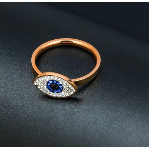 Muslim Islamic Lucky Eye Blue Evil Eye Rings Crystal Micro Pave Zircon Ring for Women Allah Turkish Jewelry Party Jewelry Gifts