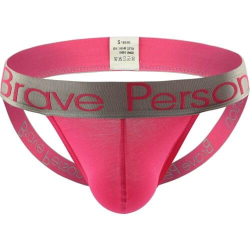 2019 new fashion brand BRAVE PERSON Mens Sexy Thong Cotton Men Underwear Briefs Exposed Buttocks Jockstrap Gay Underwear