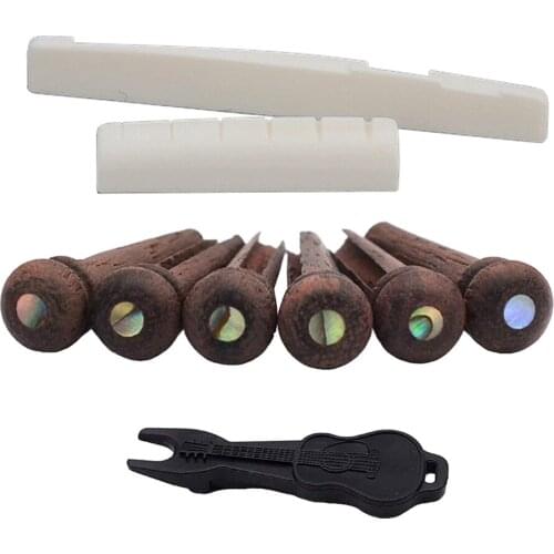 1 set Natural Cattle Bone Guitar Nut and Guitar Saddle with 6pcs Guitar Bone Bridge Pins Acoustic Classical Guitar Accessories