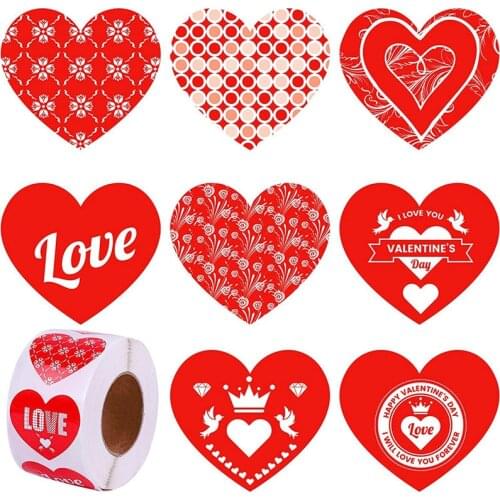 100-500pc Love Heart Shaped Label Sticker 25mm Scrapbooking Gift Packaging Seal Birthday Party Wedding Supply Stationery Sticker