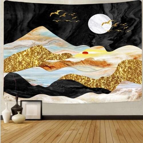 Nordic Style Landscape Painting Sun Personality Line tapestry wall tablecloth Family bedroom decorated dormitory