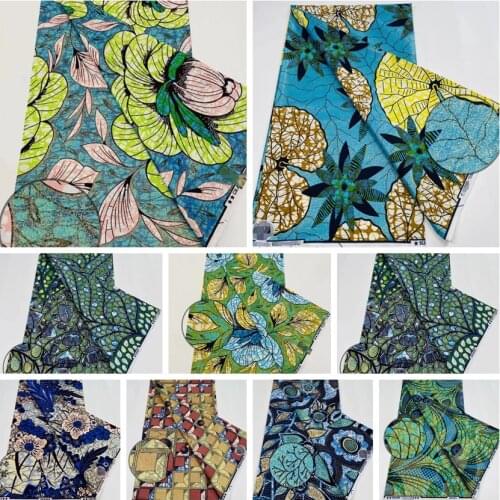 Gold Print African New Fashion Anakra 100% Cotton African Wax Fabric Nigerian Ghana Kitenge Dashiki Real Wax Fabric 6yards