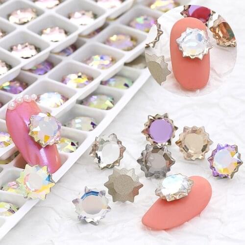 New Design Shiny Crystal Strass For Nail Decoration 8mm Hexagon Shape Crystal Strass Glue On Nails Korean Style Glass Crystals