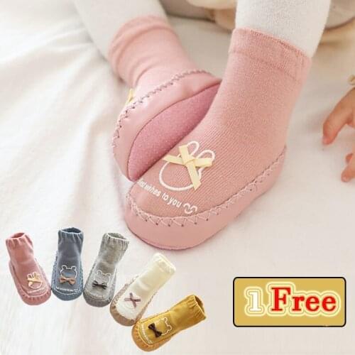 Shoes Embroidery Winter Kid Warm Snow Shoes Socks Infant Boys Brushed Thick Sock Shoes Baby Girls Booties Soft Toddler Shoes
