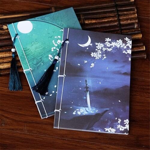Creative Vintage Luminous Notebook Chinese Style Notebook Retro Tassel Handmade Sketchbook Diary Book Stationery School Supplies