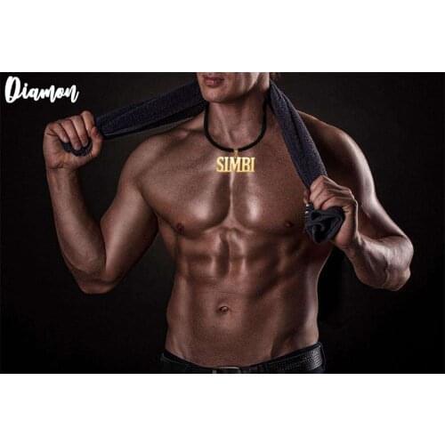 Diamon Personalize Custom Name Necklace Leather Cord Handmade Pendant Stainless Steel Nameplate Men Boy Husband Birthday Gift