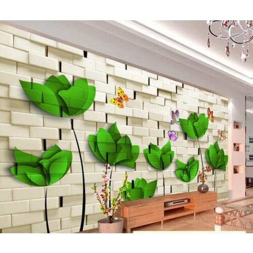 Custom floral wallpaper,Brick wall and flowers,3D stereoscopic wallpaper for living room restaurant bedroom waterproof wallpaper