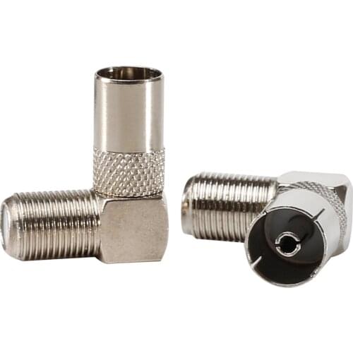 For 90 Drgree Right Angle TV Aerial Connectors Cable RF Coaxial F Female Socket to Male Plug Coaxial Connector Adapter