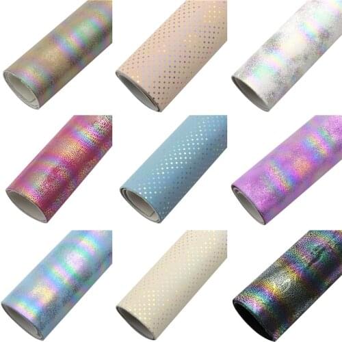 20*33cm Rainbow Color Faux Synthetic Leather Fabric For Bows DIY Handmade Iridescent Leather Jewelry Accessories,1Yc18688