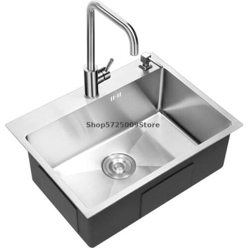 Handmade Sink Single Tank 304 Stainless Steel Thickened Household Vegetable Sink Sink Kitchen Sink Taichung Potted Vegetable Bas