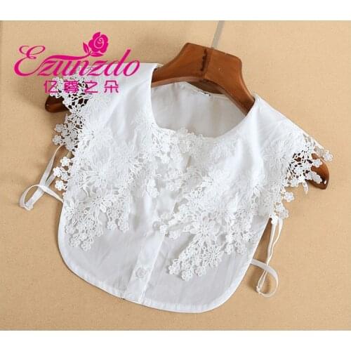 White Collars Faux Col Buttons Down Nep Kraag Shirt Fake collar False Collar Shirt Woman Chiffon Fake Half Shirt Collar Remoabl