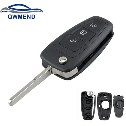 BHKEY Replacement For Ford Key Shell 3 Buttons Car Key Shell For Ford Transit Tourneo Custom 2012-2019 Car Flip Key Shell
