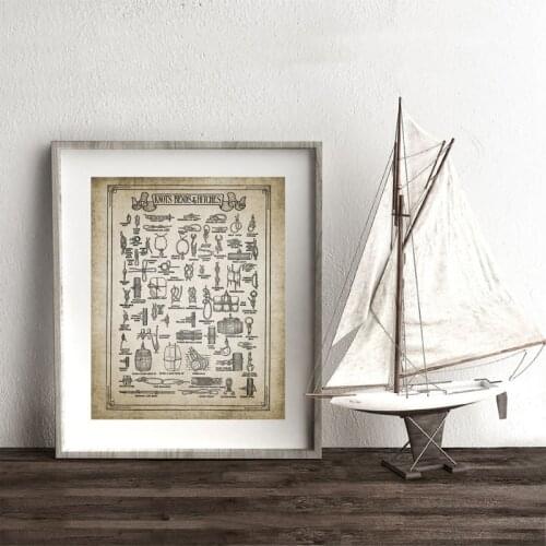 Vintage Fishing Knots Prints Knots and Hitches Knot Tying Knot Chart Poster Angling Wall Art Canvas Painting Picture Father Gift