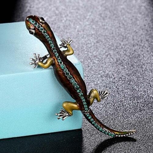 Zlxgirl jewelry antique silver vintage chameleon brooches womens fashion punk scarf pins nice hats and bags brooch accessory