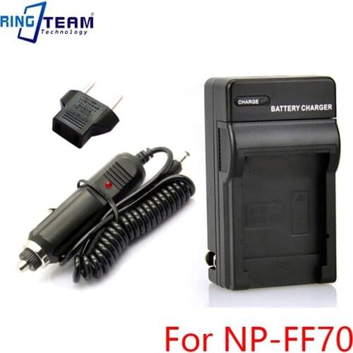 10Sets/Lot Travel Charger + DC Car Adapter Kit for NP-FF50 FF70 FF51 FF71 Battery for Sony Cameras DCR-HC1000 IP1 IP210