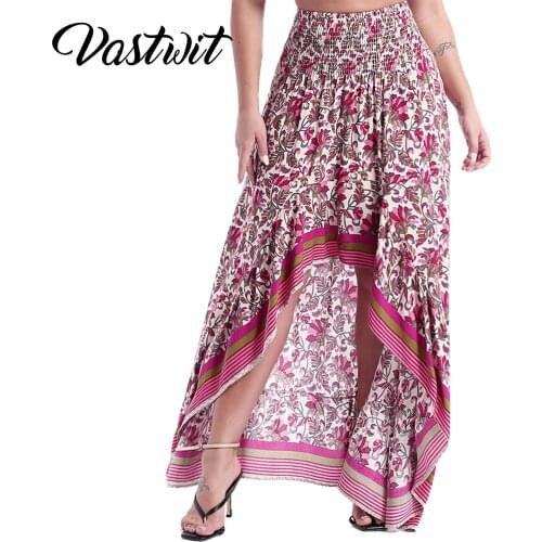 Floral Asymmetrical Skirt Womens Fashion Irregular Long Midi Skirt