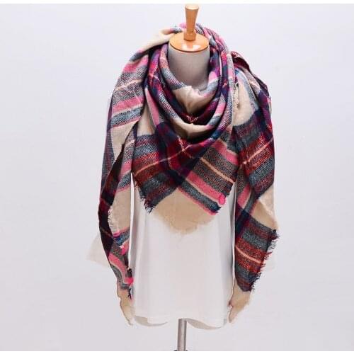 Winter summer hijab Triangle Scarf For Women female Brand Designer Shawl Cashmere Plaid Scarves Blanket Dropshipping XS027-1